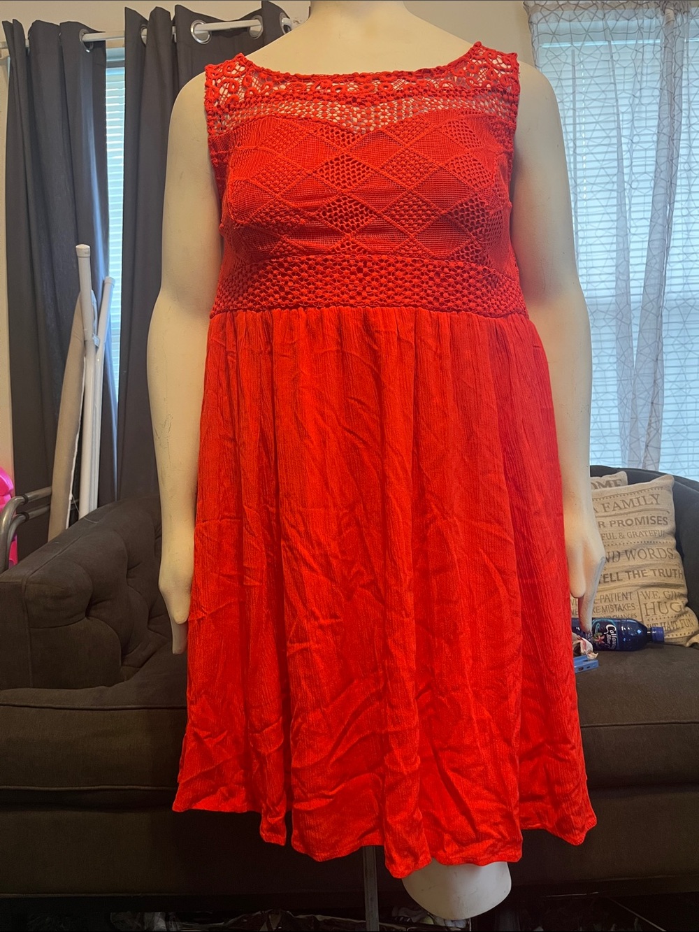 torrid Red Crochet Bodice Midi Dress